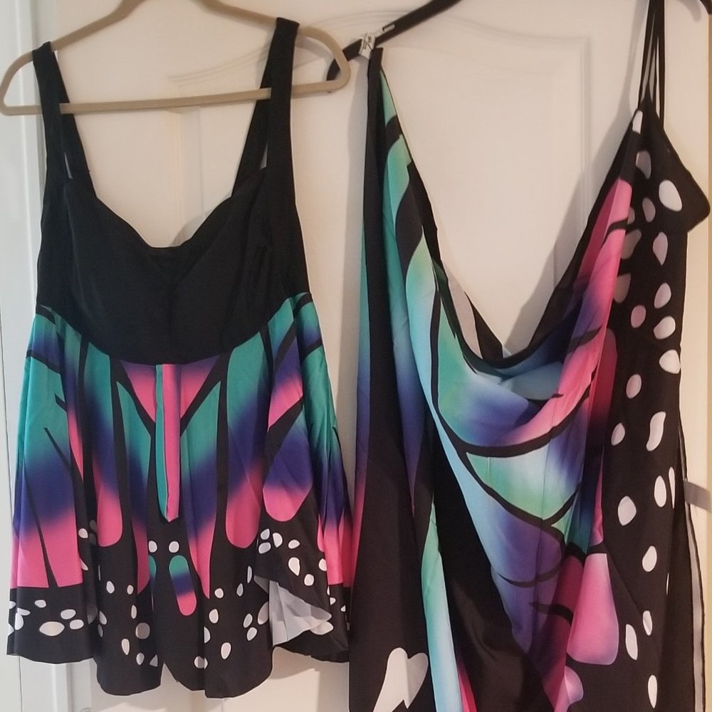 New 2 Piece Bathing Suit and Matching Cover UP.   3 Piece Set.